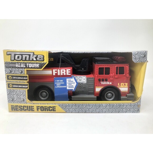 Tonka Red Fire Truck Rescue Force Lights & Sounds 12" Ladder Truck AGE 3+ NEW - Picture 1 of 9